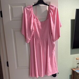 Pink Flutter Sleeve Dress